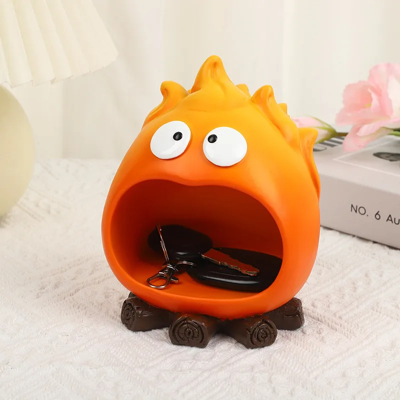 Calcifer Figure Cartoon Flame Firewood Creative Cute Entrance Key Storage Tray Home Desktop Decoration