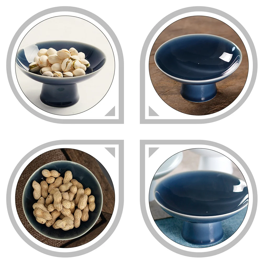 

Ceramic High Foot Plate Vintage Style Simple Design Food Serving Tray Dessert Storage Plate Fruit Snacks Display Tray for Home