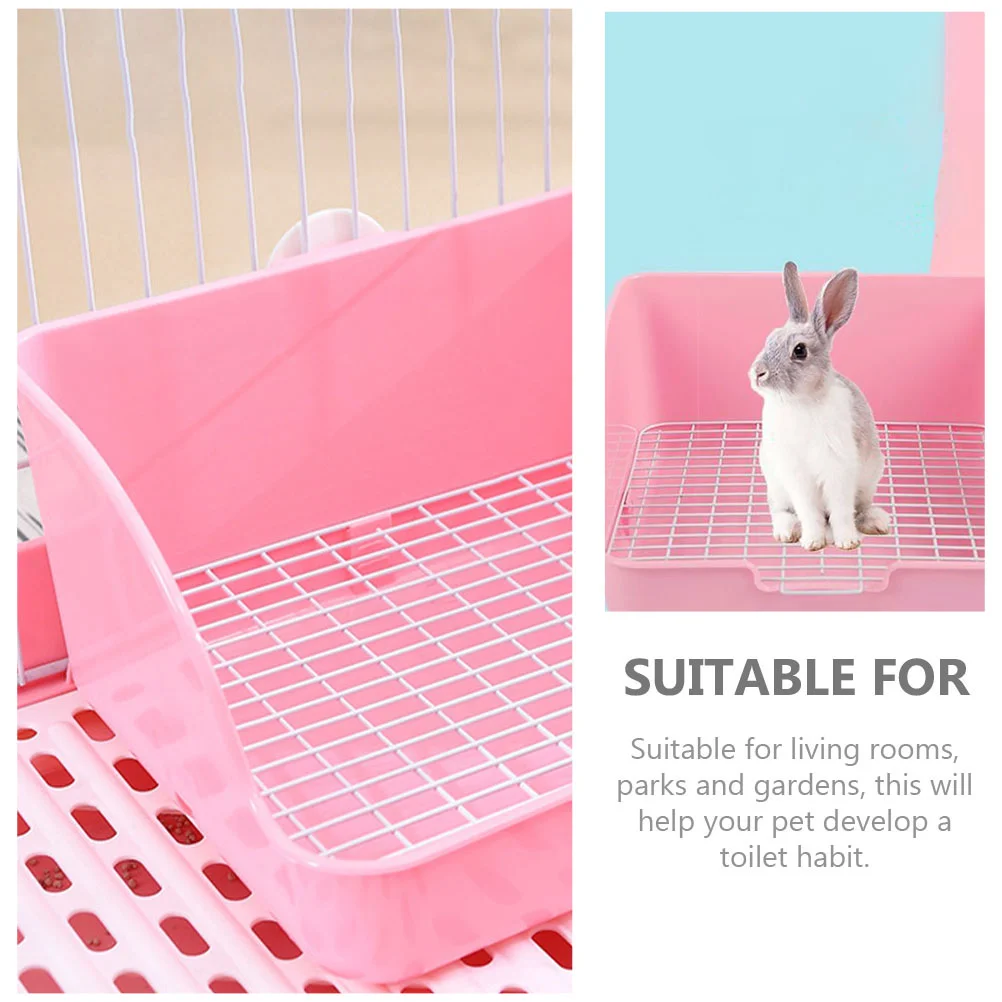 Rabbit Training Potty Plastic Pet Toilet Bunny Cage Small Supply Anti-fall Hamster Food Spoon