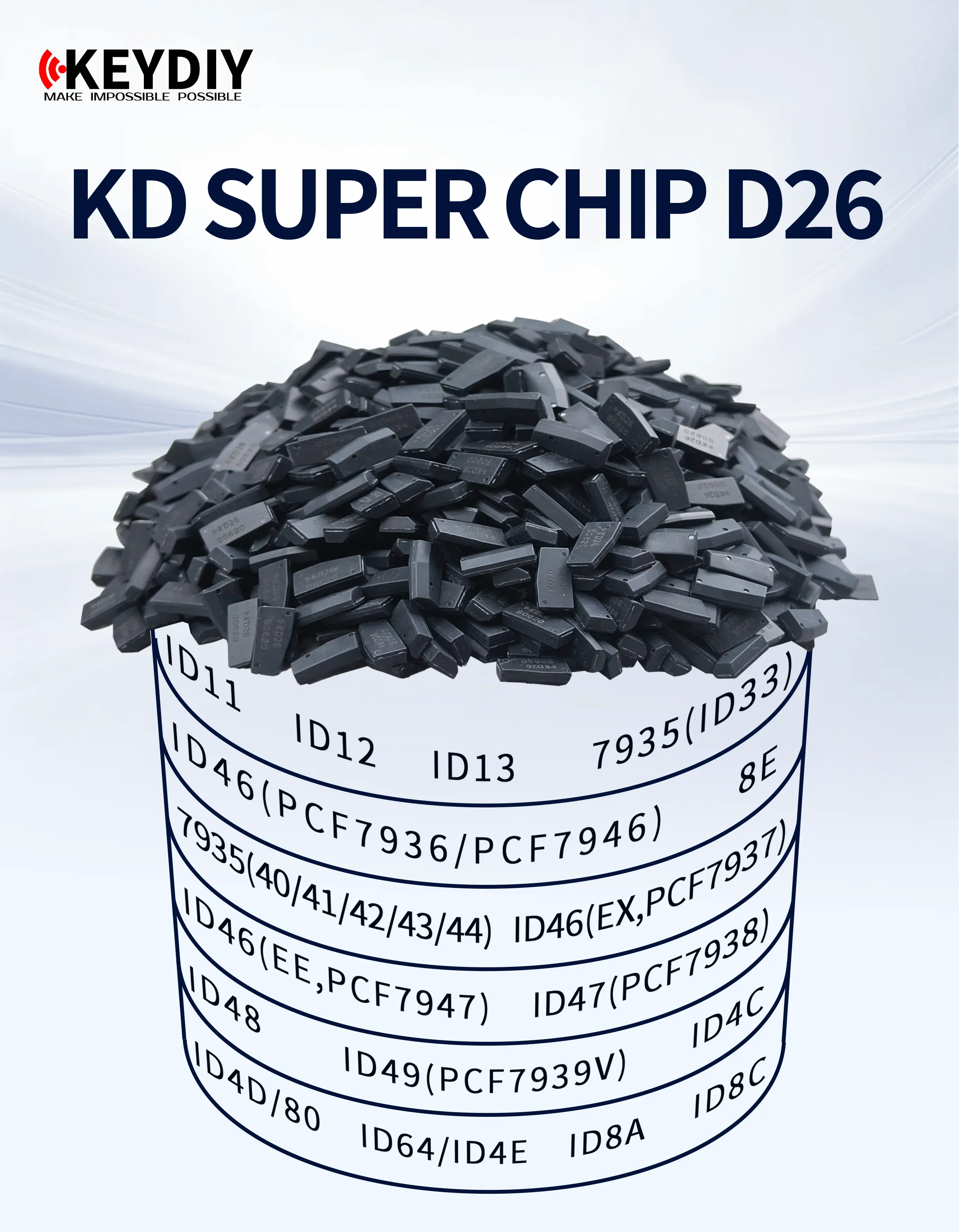 5/10PCS KEYDIY KD Super Chip D26 Support 7935(ID33) ID46 ID8E ID8A ID8C Support 96 Bit 48 Clone Support Work