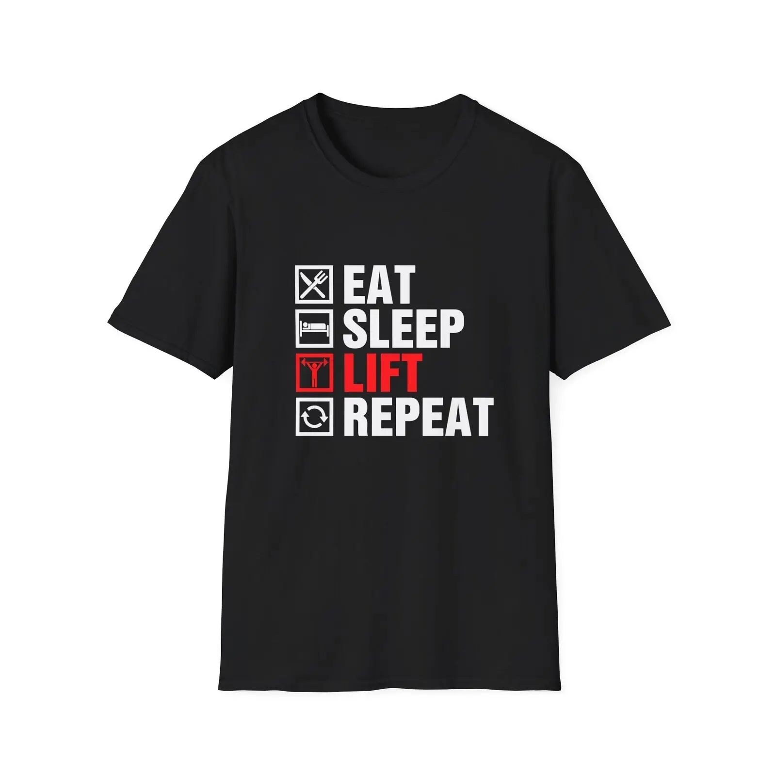 Eat Sleep Lift Repeat Unisex Softstyle T-Shirt