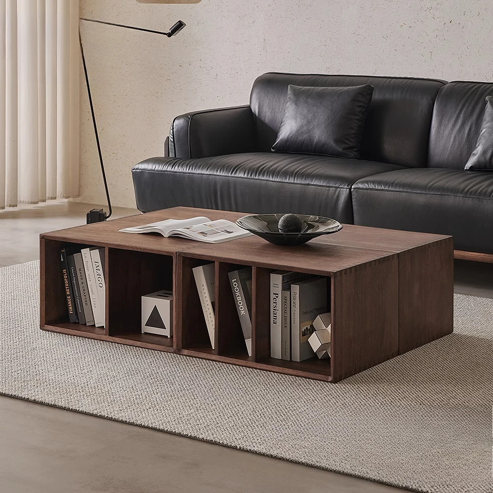 

Nordic black walnut solid wood free coffee table living room home tea table small apartment
