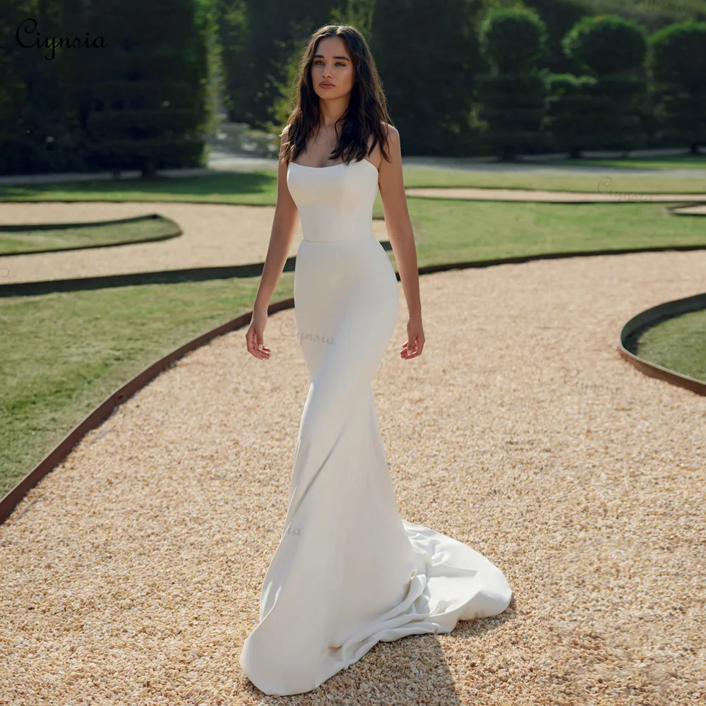 

Ciynsia Elegant Simple Wedding Dress 2026 Bride Strapless Ivory Beach Bridal Gowns Mermaid Robe De Mariée Customized