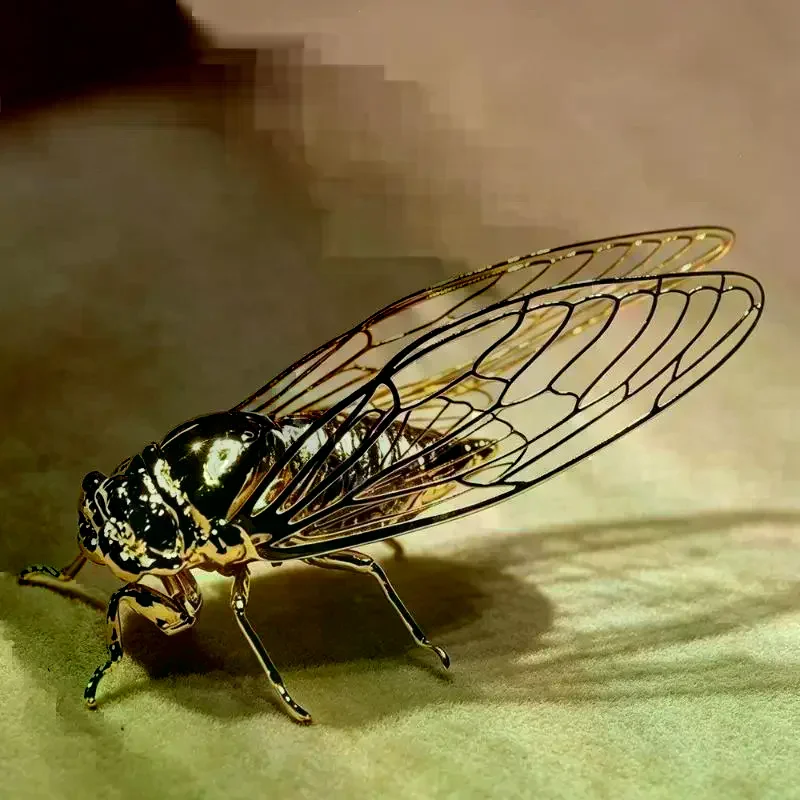 Mini Retro Alloy Cicada Figurine Creative Exquisite Insect Sculpture Anti-Rust Statue For Home Office Table Decor