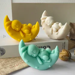 Handmade Soap Aroma Candle Plaster Ornament Molds Moon Desktop Decoration Crafts Mould DIY Moon Rabbit Silicone Mold