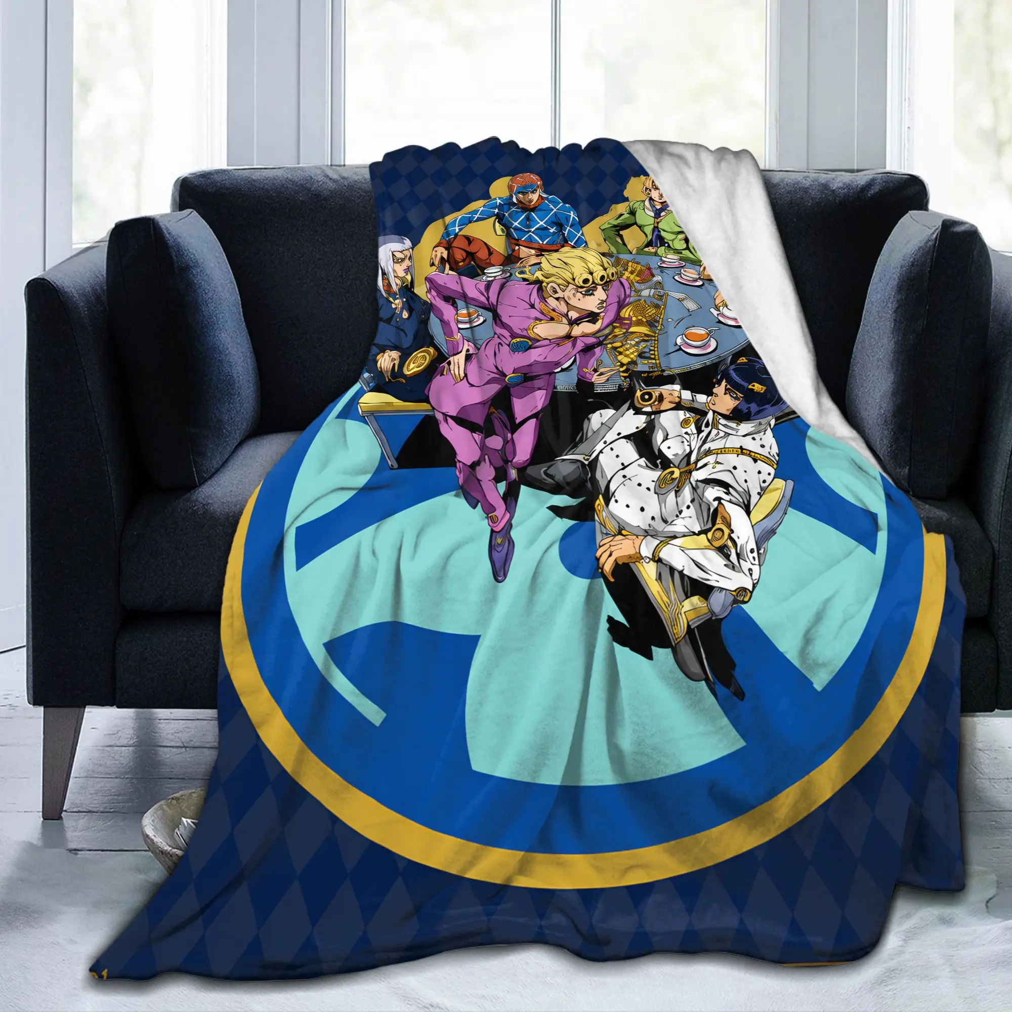 JoJos Bizarres Adventures Blanket Cartoon Anime Flannel Throw Blanket Summer Air Conditioning Decoration Soft Warm Bedspread
