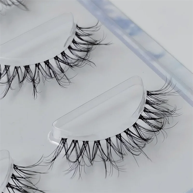 NEW 3Pairs Mink Lashes 3D Mink Eyelashes Invisible Band Natural Black Mink False Eyelash Full Strip cilios posticos Reusable