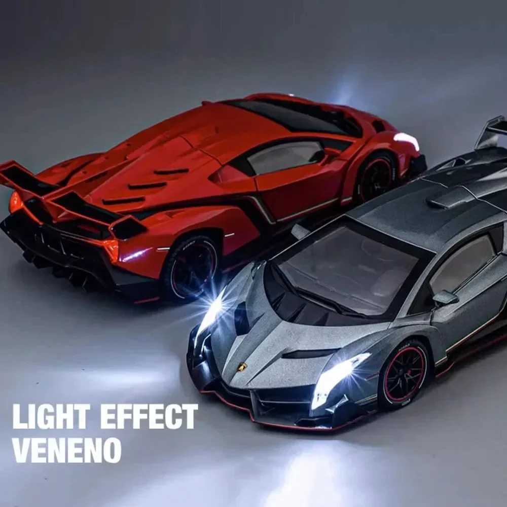 1:24 Lamborghini Veneno Sports Car High Simulation Sound Light Diecast Car Metal Alloy Model Car Children's Toy Collection gifts