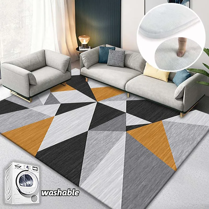 Alfombra nórdica antideslizante para sala de estar, tapete de área grande para mesa de centro de ocio, decoración de habitación, dormitorio,