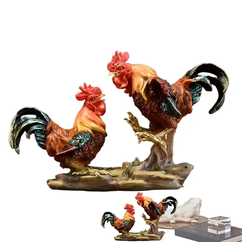 Realistic indoor Chicken Statues ornament Resin Rooster Animals Sculptures Decor Chicken Ornaments Yard Art Decor