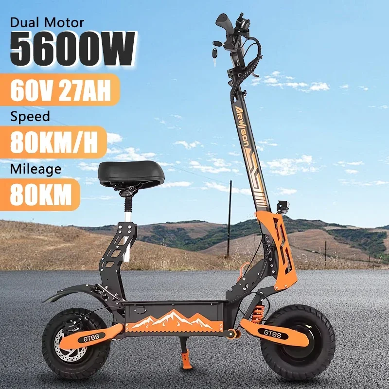 2024 new 5600w dual motor electric scooter 60v 27ah maximum speed 75-80km/h LCD display 11 inch tires maximum mileage