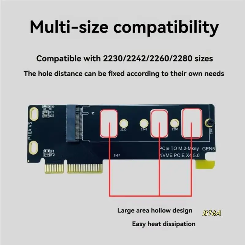 

Pcie 5.0 SSD Solid State Drive Adapter, PCIE To M.2 Mkey NVME Card, PCI-E X4 5.0 GEN5 GEN4 Full Compatibility