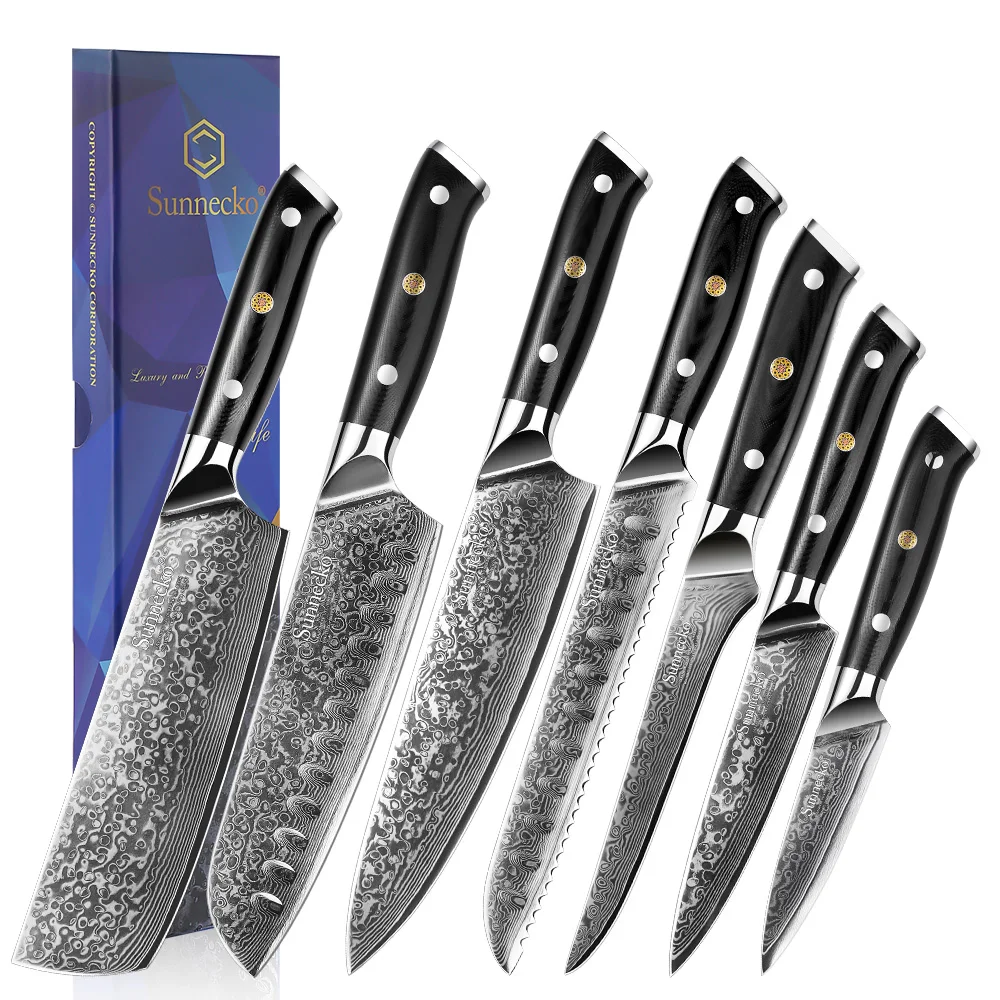 

Sunnecko Damascus Chef's Knives High Quality VG10 Steel Japanese Kitchen Knife Utility Santoku Cleaver Meat Cutting Knife