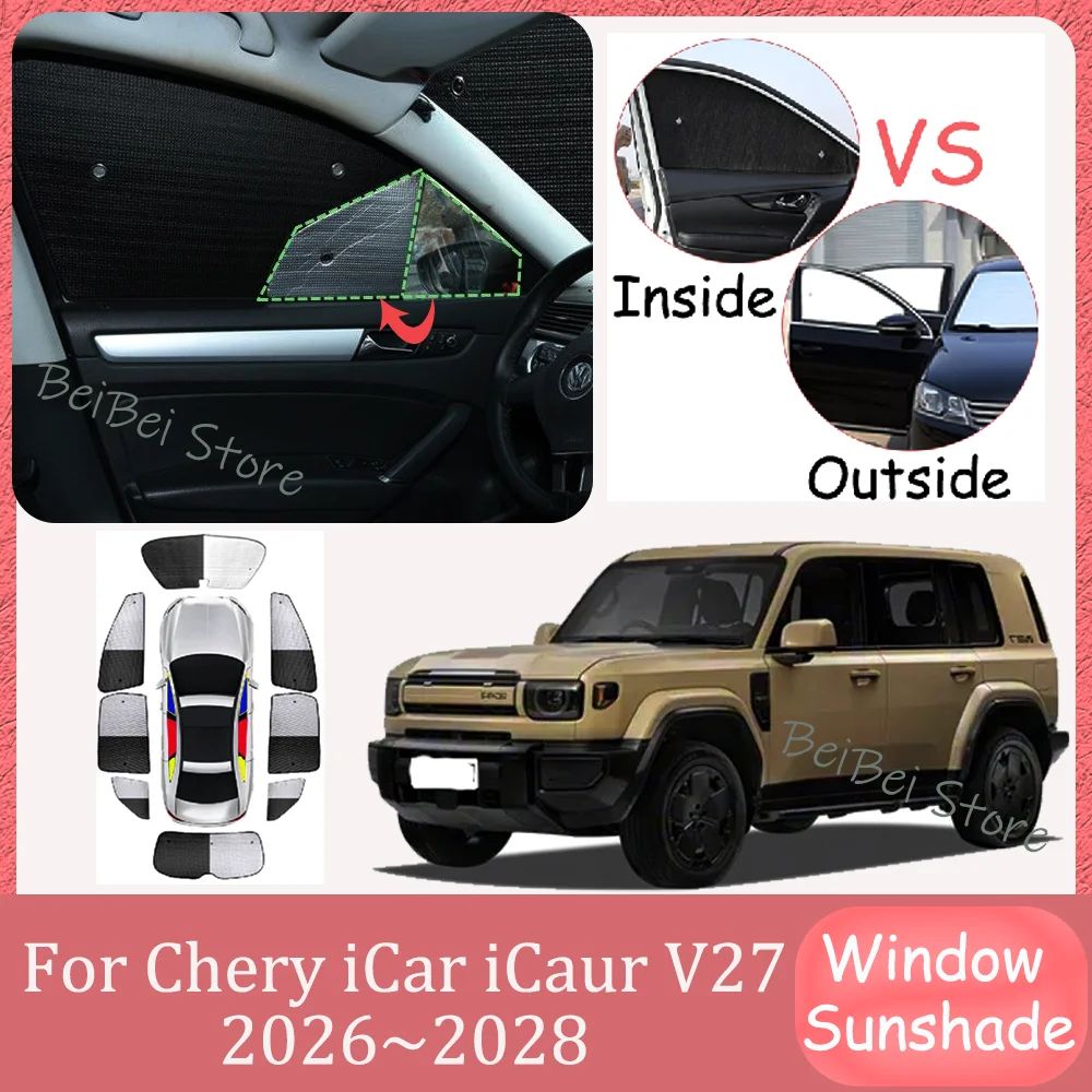 

For Chery iCar iCaur V27 2026~2028 2027 Car Aluminum foil Sunshade Side Window Windshield Sun Shade UV Interior Accessories