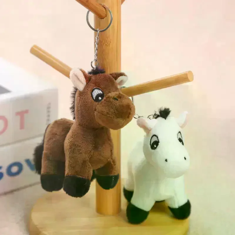 1 pçs dos desenhos animados pônei pingente de pelúcia animal cavalo brinquedo chaveiro mochila ornamentos pendurado decoração
