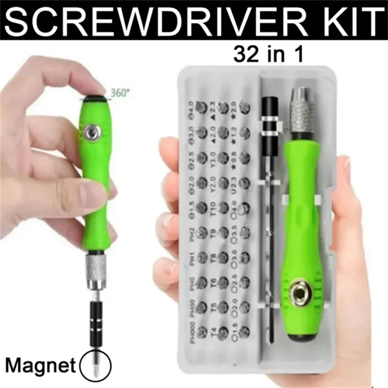 Mini Screwdriver Set Magnetic with Case 32-in-1 Precision Bits Torx Screw Driver Set Opening Repair Tools Kit for Mobile Phone