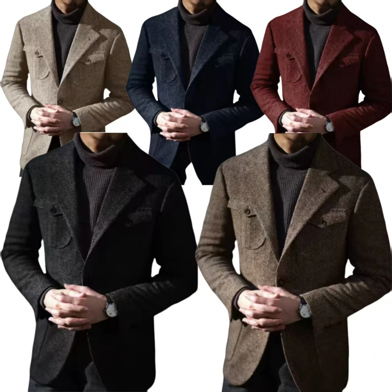 

Only Jacket 1 PCS Men's Herringbone Blazer Fashion Spring Warm Business Elegant Man Suit Clothing Clothing-for-men