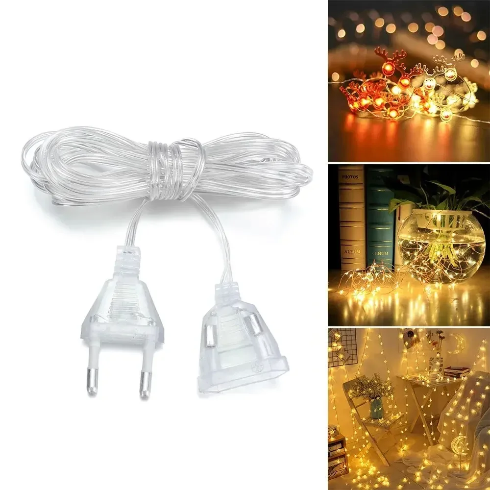 

3m Christmas Tree Pendant Ornament Power Extension Cable Transparent Standard Light String Home Party Xmas Lamp Decoration