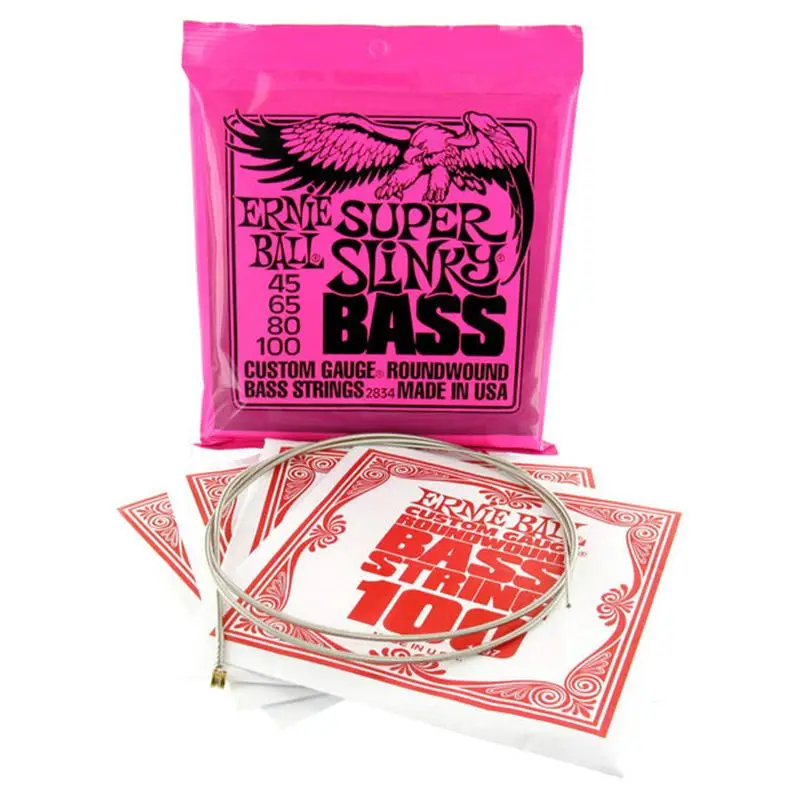 سلسلة Ernie Ball Bass 2833 45-105 جرح دائري فاتن هجين لـ 4 أوتار/2836 منتظم فاتن 45-130 لـ 5 أوتار كهربائية