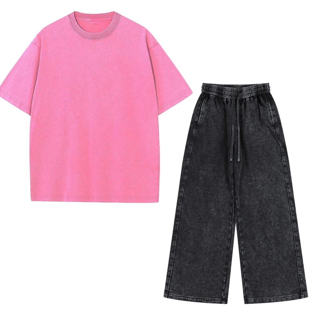 Benutzerdefiniertes LOGO Herren Baumwoll-Sprühfärbung Waschbare Leichte Gebürstete Kurzarm-Shorts Paar-Set – Detail 8