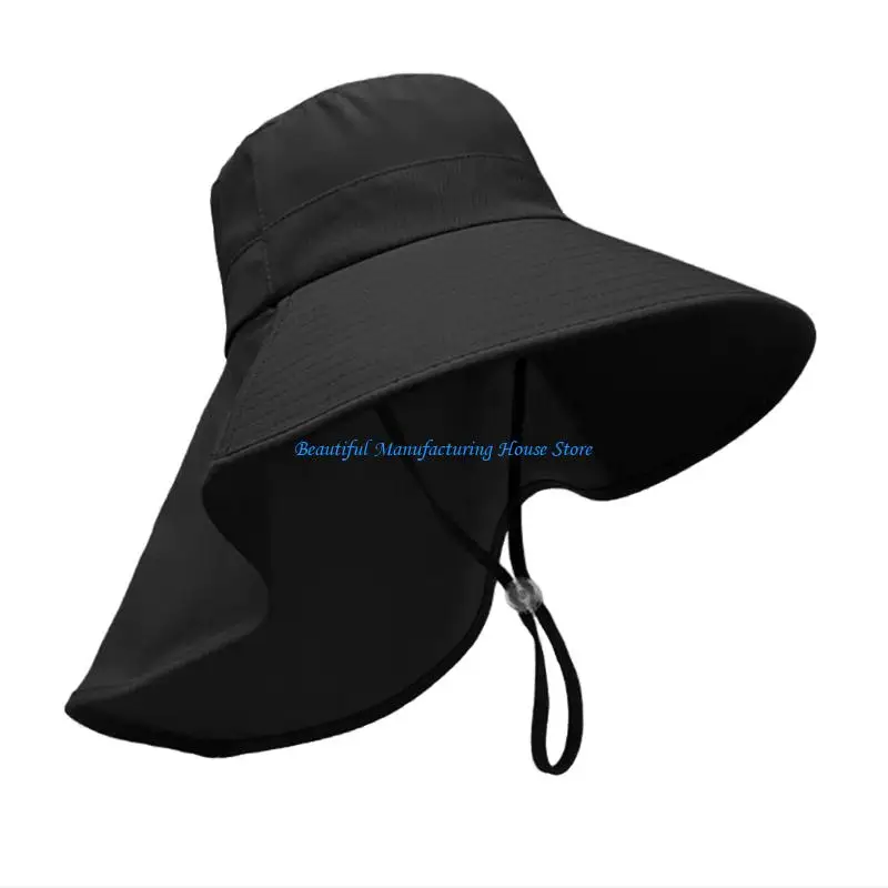 E56A Multipurpose Sun Hat with Shawl for Neck Protections for Beach and Hiking Camping Multicolored