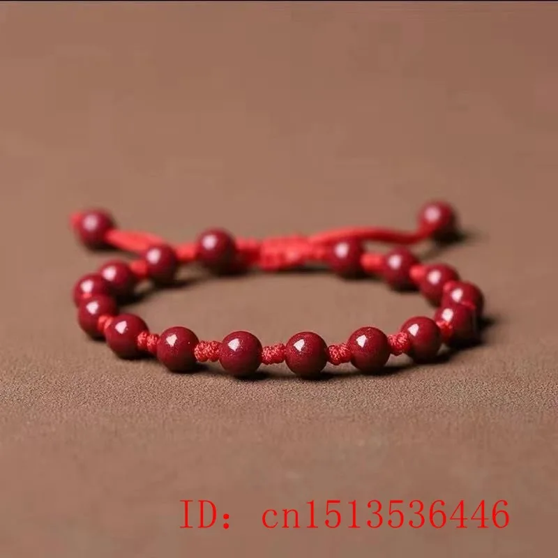 Customized Natural Red Cinnabar 6mm Beads Bracelet Jade Round Hand Weaving Jewellery Fashion Man Woman Luck Amulet New