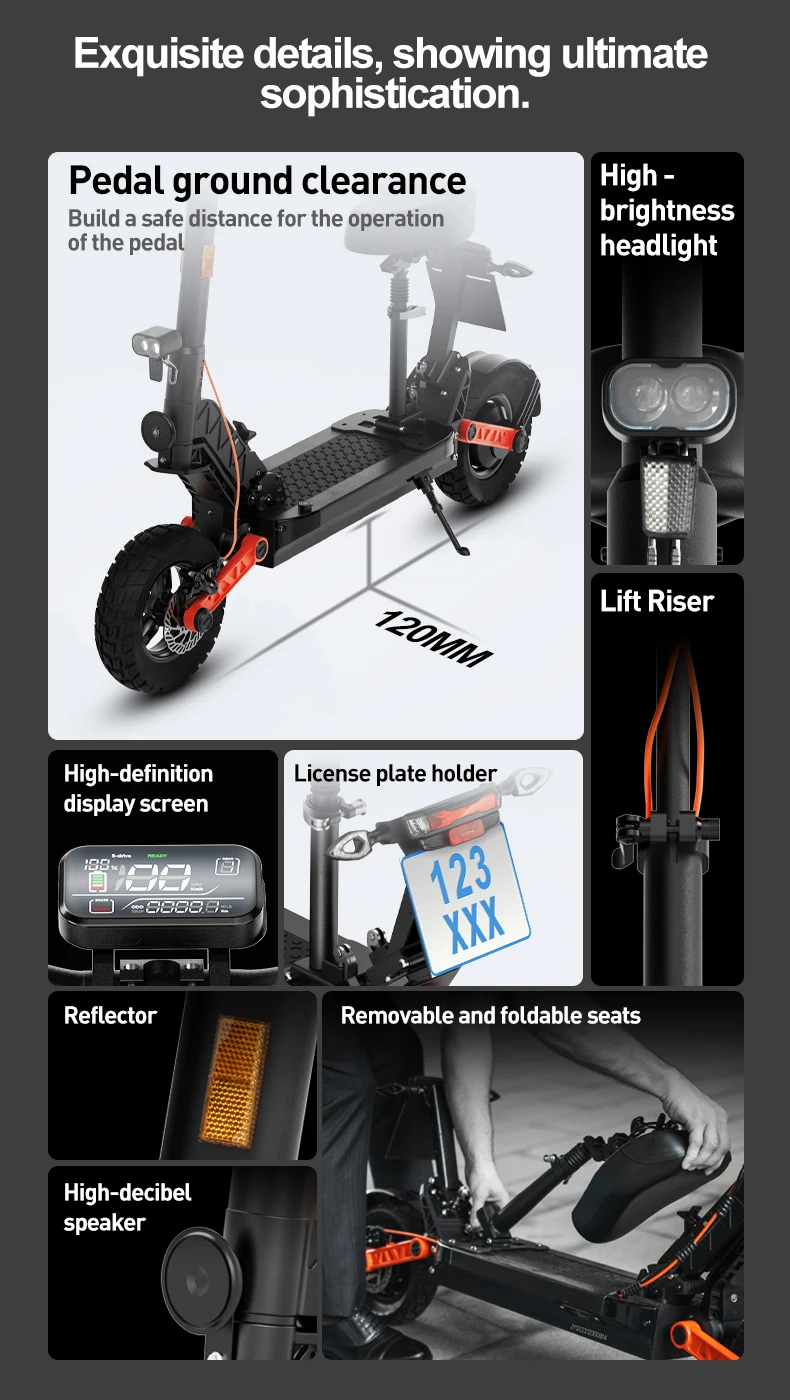 JOYOR S8E Elektroroller für Erwachsene, 48V26AH Akku, E-Scooter, 10 Zoll Offroad-Reifen, E-Mountain-Scooter – Detail 10