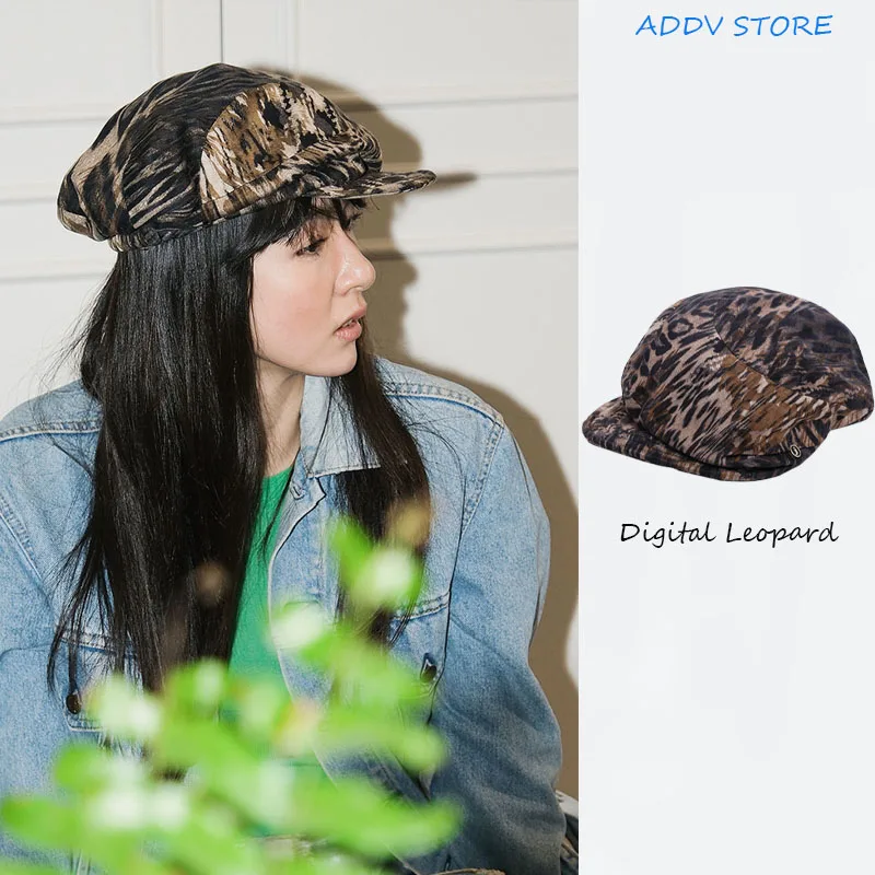 

Y2K Leopard Print Digital Printing Asymmetric Berets Hats for Women Spring Summer Travel Sunscreen Versatile Newsboy Caps Gorra