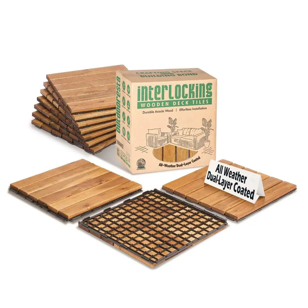 

Interlocking Patio Tiles, Waterproof 12x12 for Balcony Flooring, Pack of 10, Weather-Resistant Deck Tiles for Outdoor Spaces