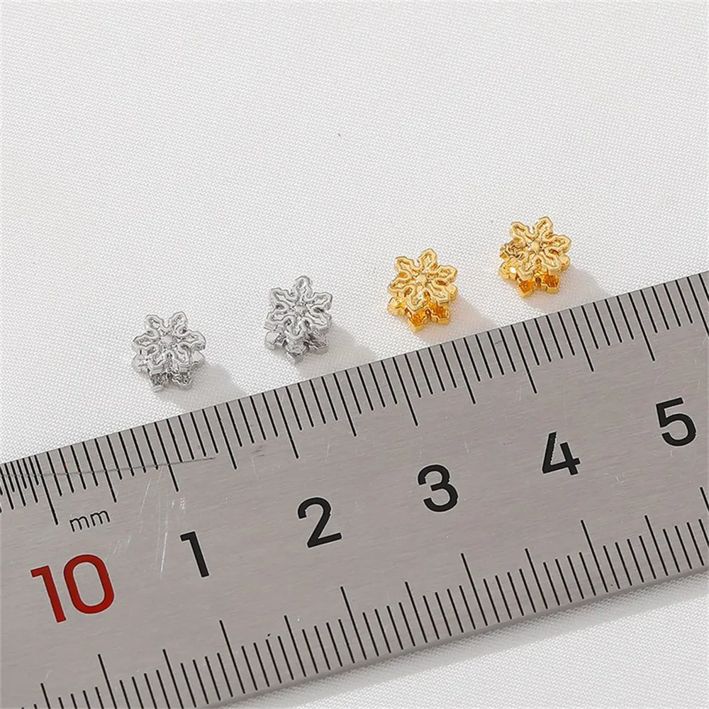 18K Gold Wrapped Three-dimensional Double-sided Snowflake Separated By Scattered Beads DIY Handmade Bracelet Material Accessorie