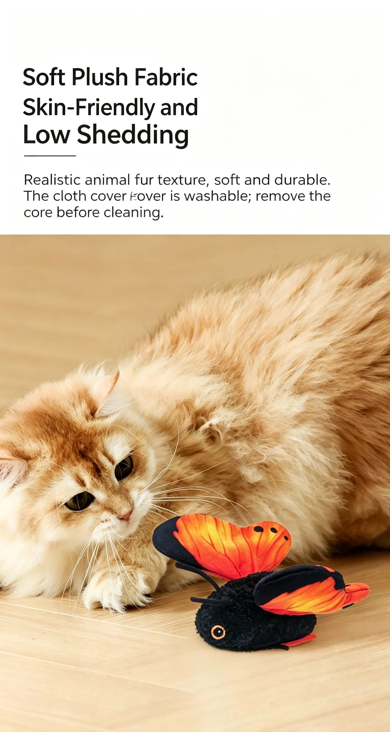 Simuliertes Schmetterlings-Insekten-Katzenspielzeug, automatische elektrische Katzenangel, selbstspielendes, langeweilelösendes, interaktives Haustierspielzeug für Kätzchen – Detail 6