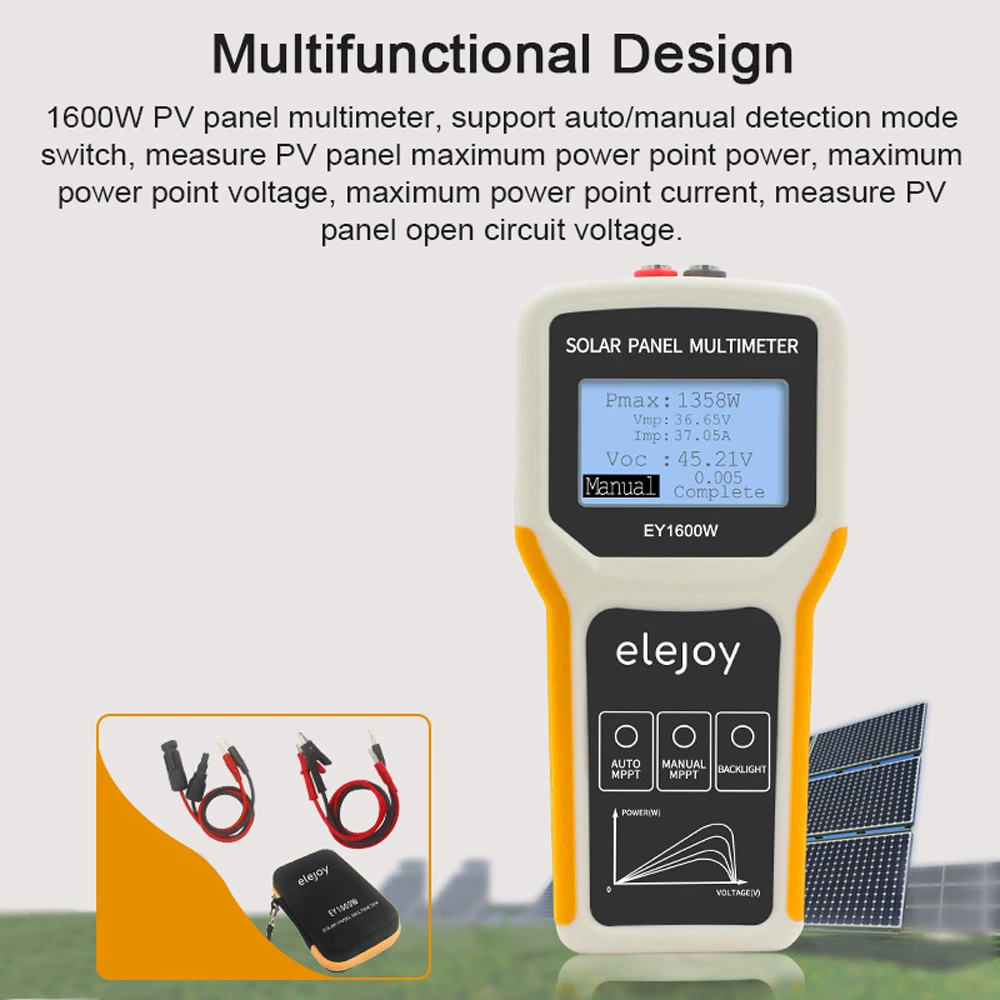 

1600W Multimeter Solar Panel MPPT Tester Open Circuit Voltage Test EY1600W Power Voltage Current Multi Meter Photovoltaic Panel