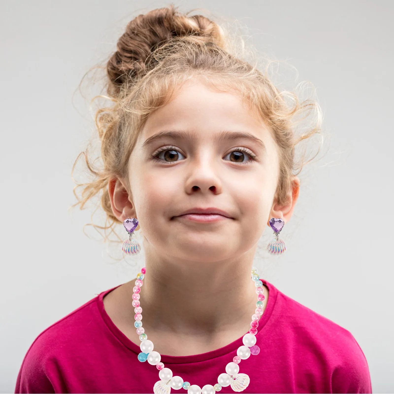 

6Pcs Mermaid-Themed Jewelry Set for Girls Dress Up Accessories Necklace Bracelet Ring Earrings Coin Purse Hairpiece Pretend Play