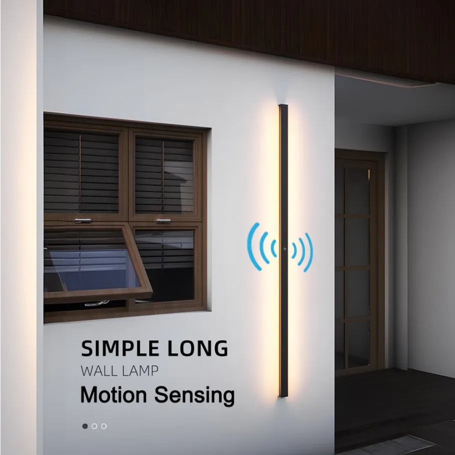 Applique Murale LED avec Détection de Mouvement, Conforme à la Norme IP65, Éclairage d'Extérieur, Idéal pour un Jardin, une Véranda, 110/220V, 55 à 200cm, 2/1 Pièces