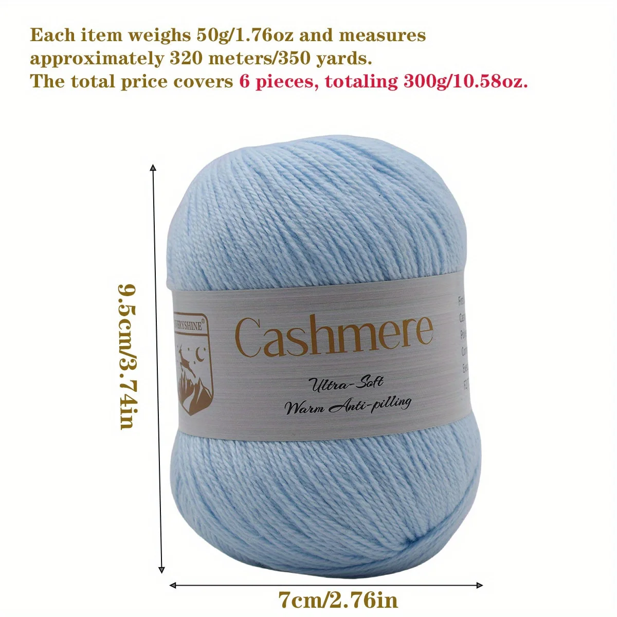 6pcs Cashmere Yarn Set, Ultra-Soft Polyester Blend, 300g/10.58oz Total, for DIY Crochet & Knitting, Warm Hand-Woven Crafts