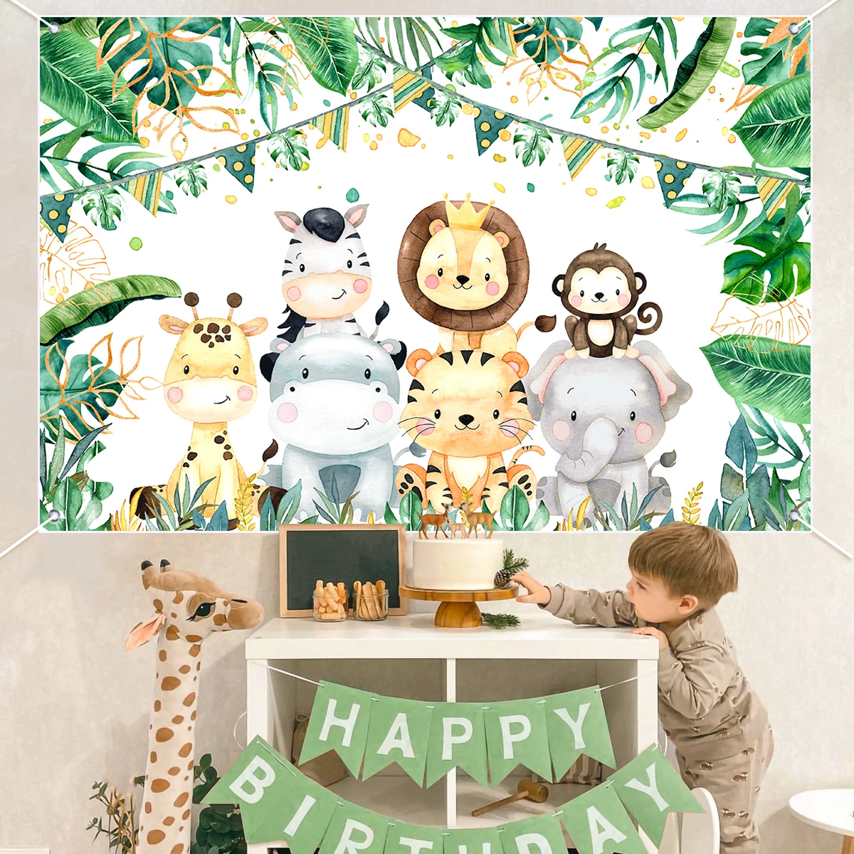 

Jungle Animals Backdrop Jungle Party Decoation Wild One Safari Birthday Decorations Baby Shower Boy Gril 1st Birthday Background