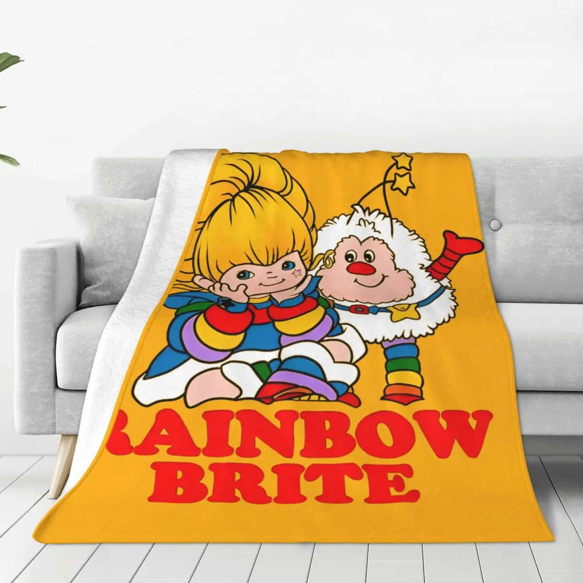 Cozy Cartoon Retro Rainbow Brites Blanket Accessories Sofa Decorative Throw Blanket Super Soft Coral Fleece Plush for Outdoor