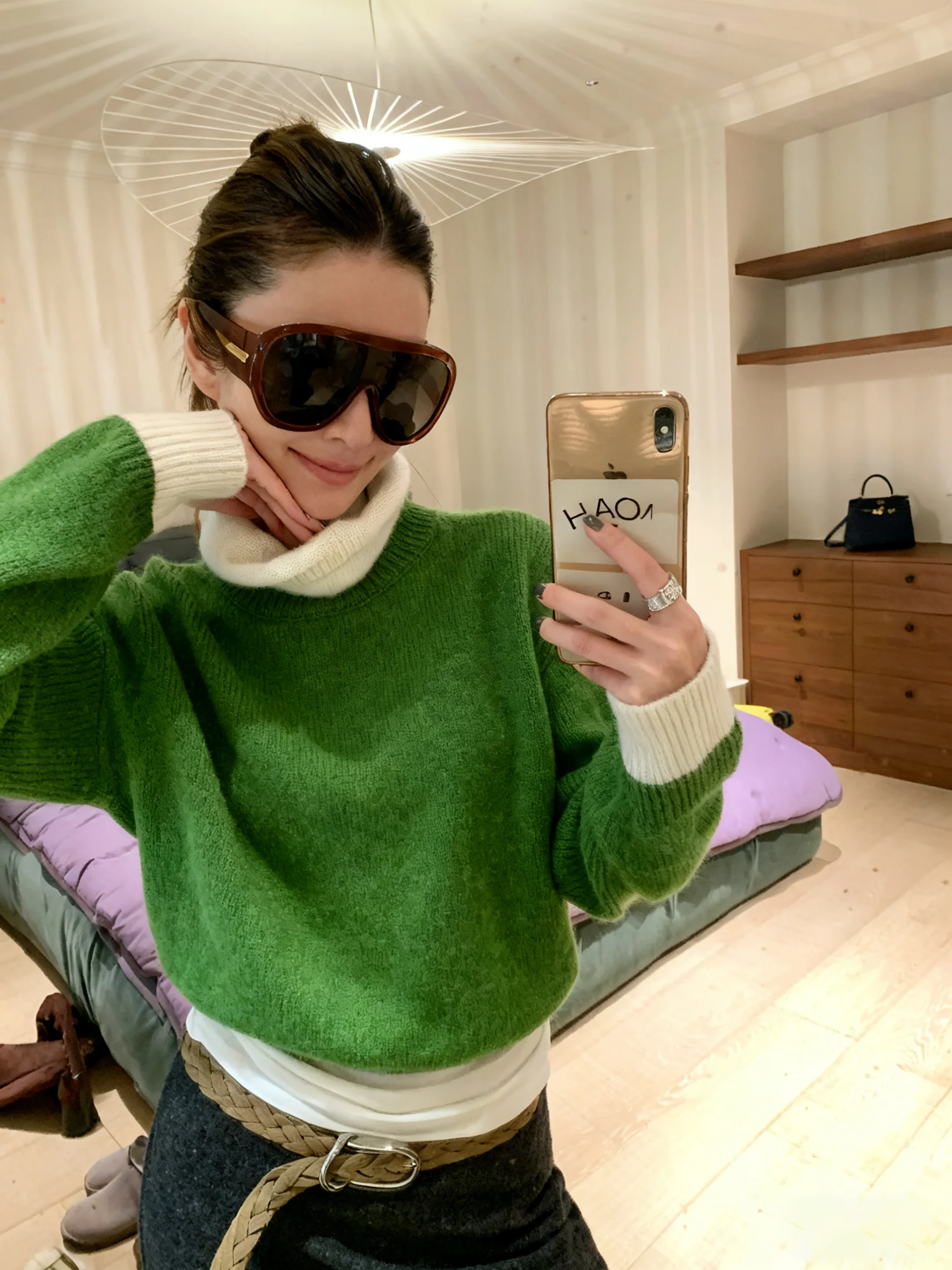 

Ele White Knitted High Collar Long Sve Fake Two-Piece Sweater Women's Top for Autumn Winter Commute Ciwalk op