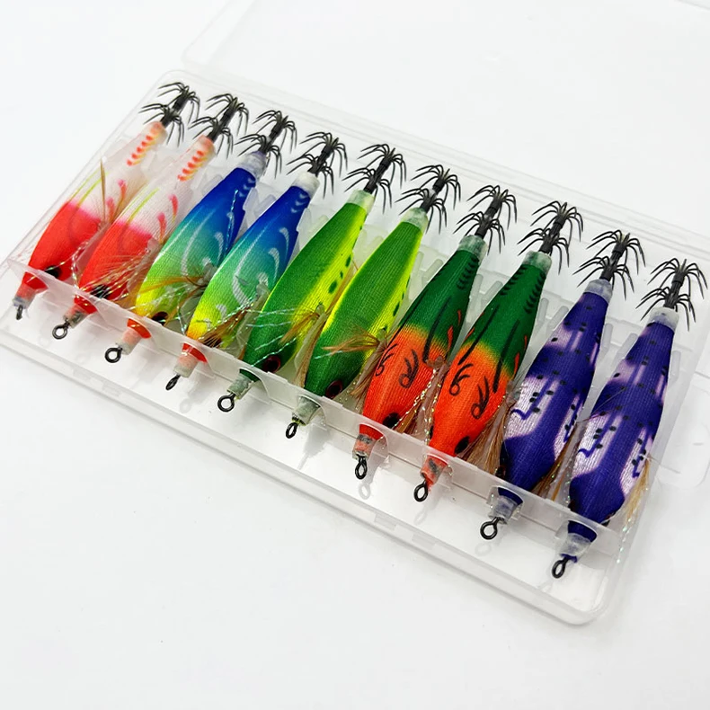 ShareShark 10 Stück/Box Leuchtende Tintenfisch-Jigs, Salzwasser-Angelköder, Meeresfischerei-Köder für Oktopus, Tintenfisch und Krake – Detail 6