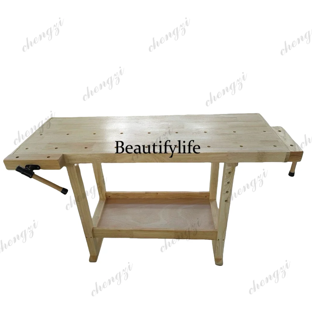 Log style flat woodworking table Work console Multifunctional beech woodworking table