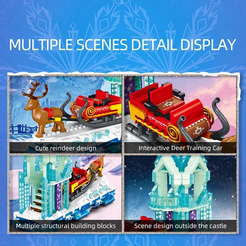 929PCS Reindeer Sleigh Car Winter Snow House Building Blocks Assemble Bricks Christmas Party Decoration Children's Holiday Gifts