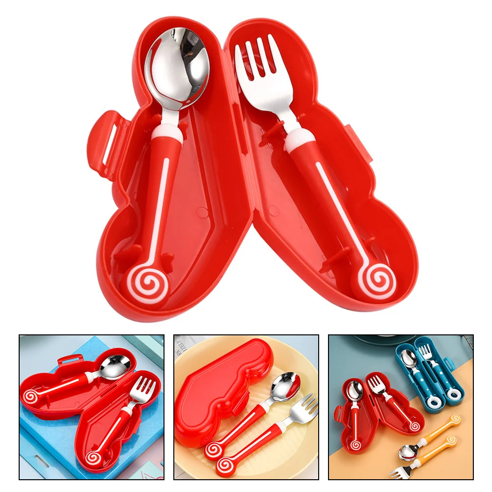 

1Set Baby Tableware Learning Fork Spoon Set Toddler Comfortable Grip Smooth Edges Nonhurt Mouth Durable Lightweight