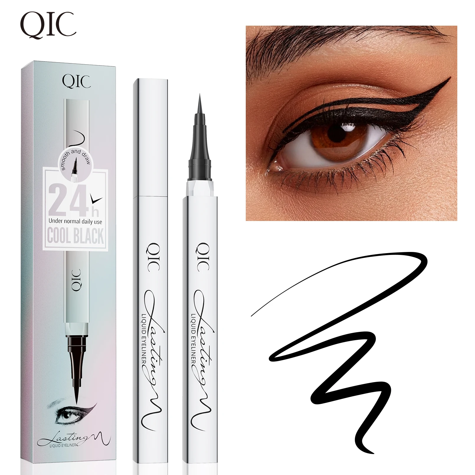Waterproof Black Liquid Eyeliner Pen, Ultra Fine Tip, Long Lasting Smudge Proof Eye Liner, Beginner Friendly Daily Eye Makeup