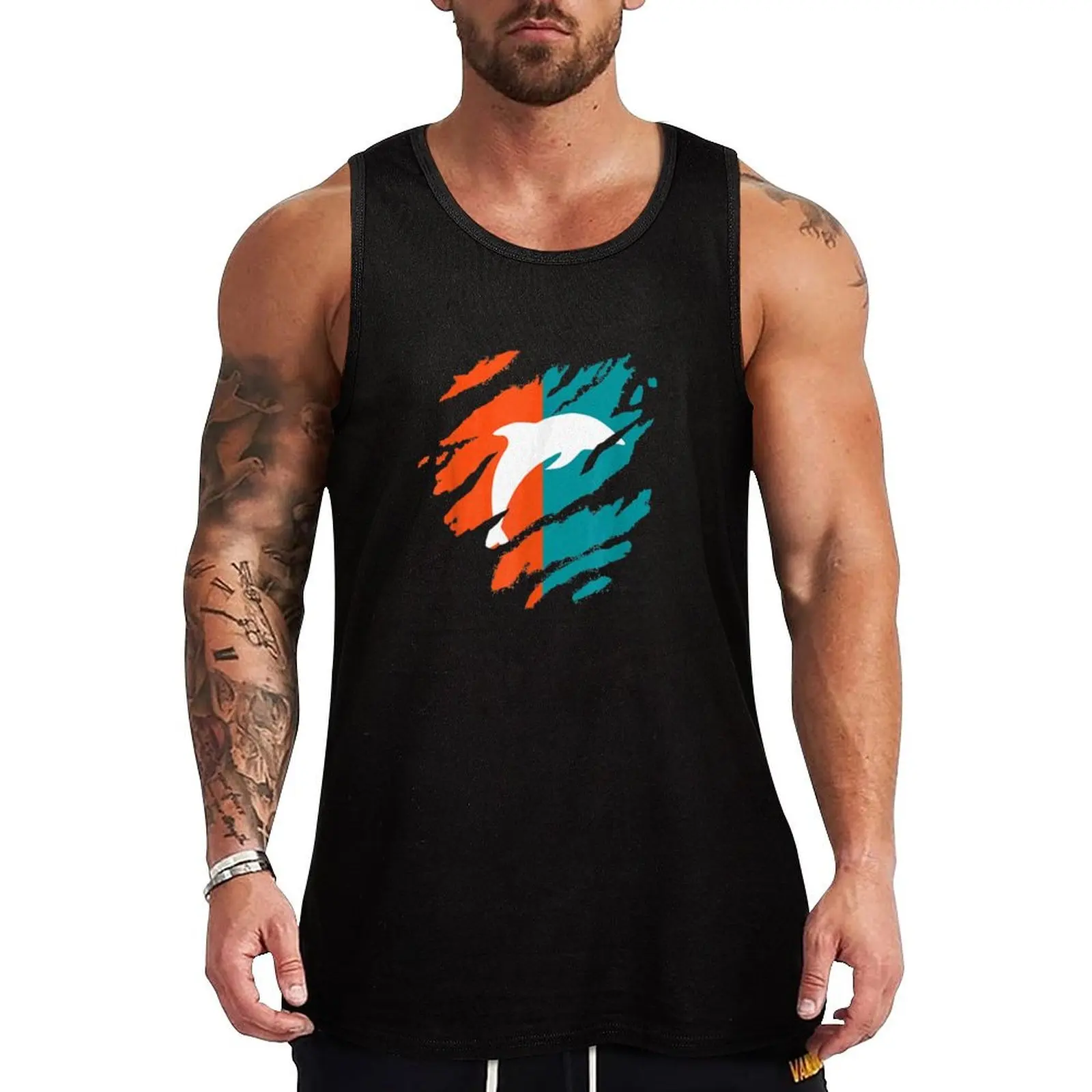 Mens Miami Dolphin Florida Fans Father_s Tee Dad Tank Top Anti Shrink Tank Top Durable Casual Sleeveless Shirt