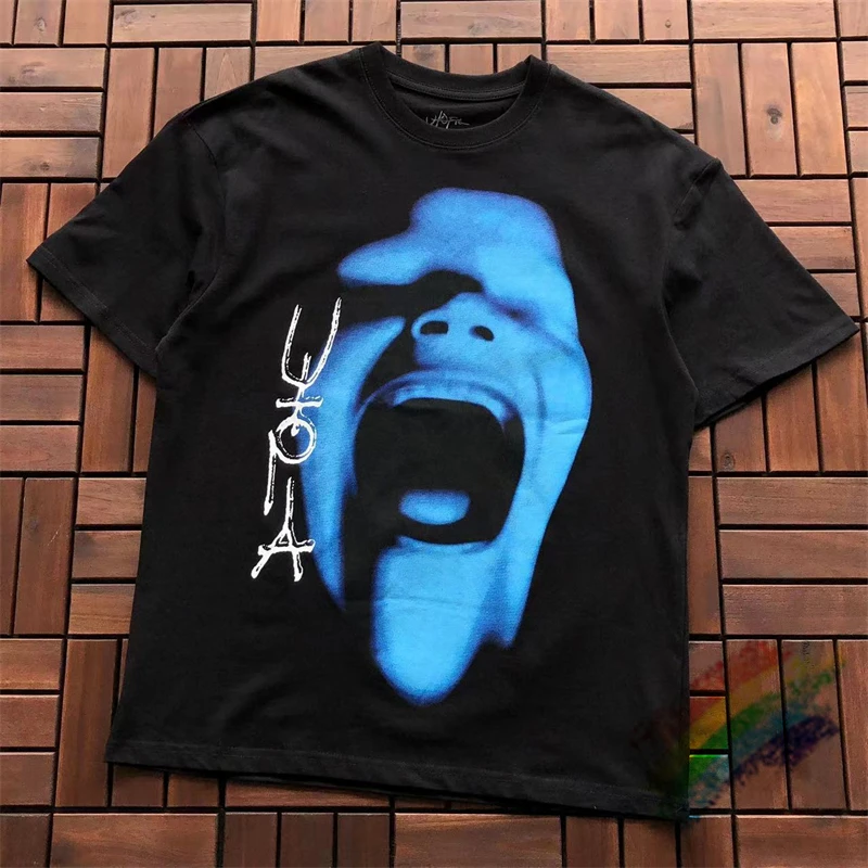 

2024ss Cactus Jack High Quality Tie-Dye Blue T Shirt Tee Hip Hop Oversized T-Shirt For Men Women