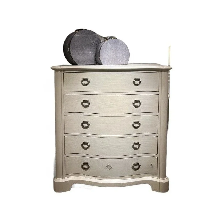 

American solid wood bedroom locker European retro old storage chest of drawers