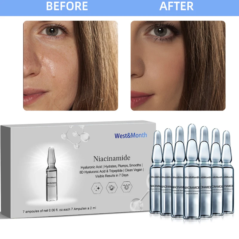 2ml*7pcs Hyaluronic acid Meso Face Ampoule Serum Whitening Moisturizing Revitalizing Rejuvenating Anti Aging Lift Firm Skin Care