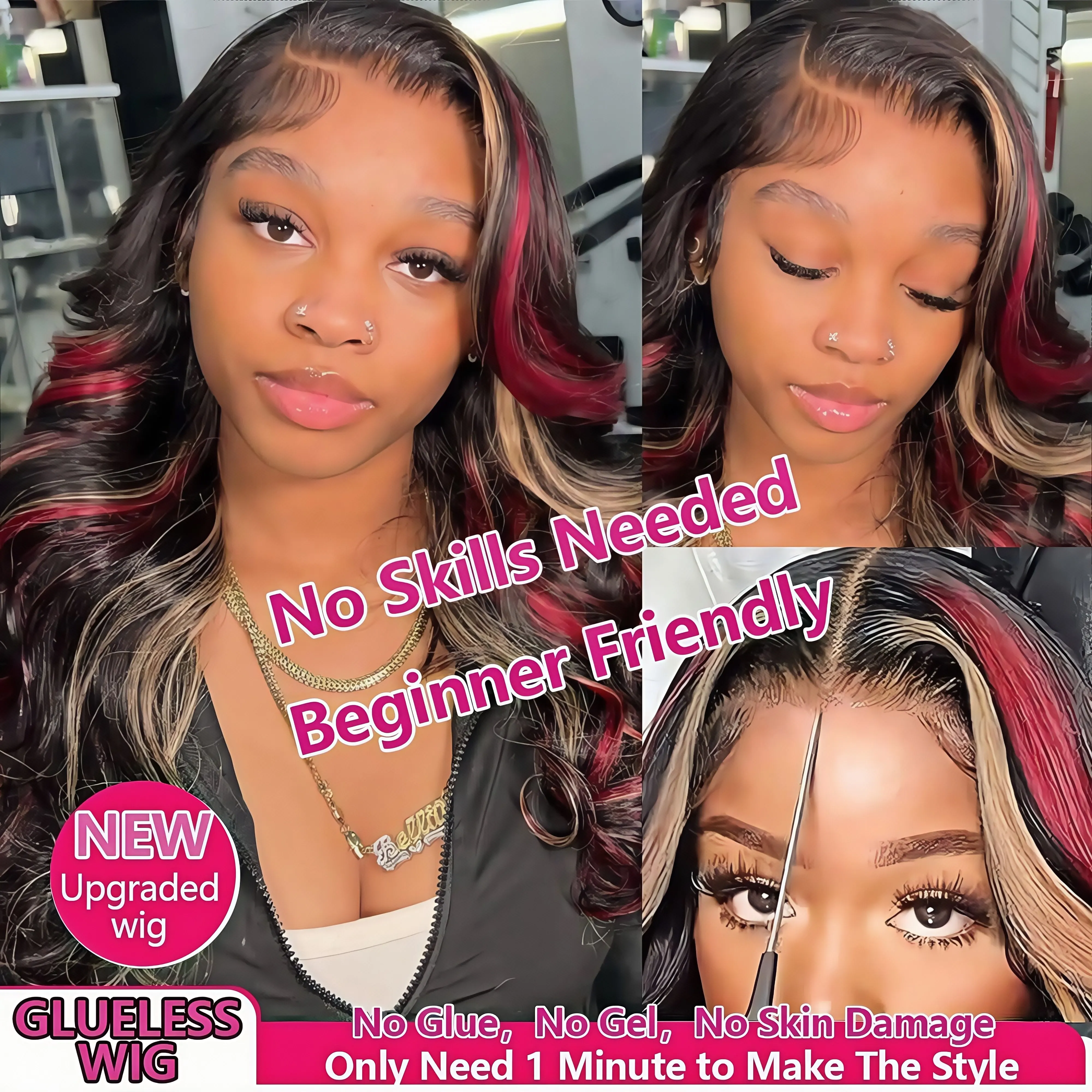 1B/99J/27 Omber black hair with red blonde Highlight 5x5 Hd Lace Closure Body Wave Wig Human Hair 99J Glueless Wig Ready To Wear image 2