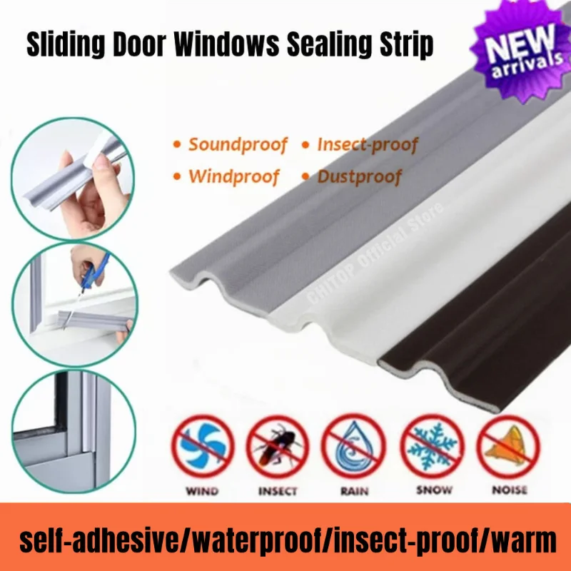 6M Soundproof Foam Window Sealing Strip for Sliding Windows Door Seal Weather Stripping Door Seal Gap Filler Draft Stopper Sweep