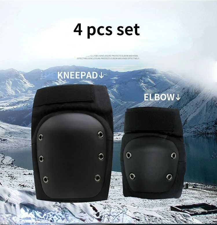 Ski Skating Hard Knee Elbow Pads 4pcs Set Snowboard Roller Skating Riding Skateboard Skating Men Women Protection